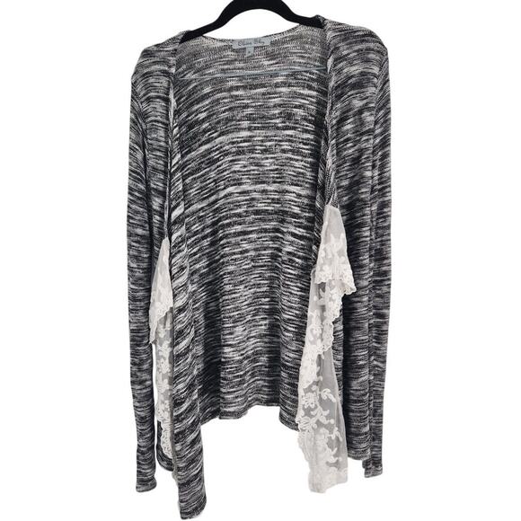 Olivia Sky Gray Lace Trim Open Front Cardigan - Women's XL - Picture 1 of 4